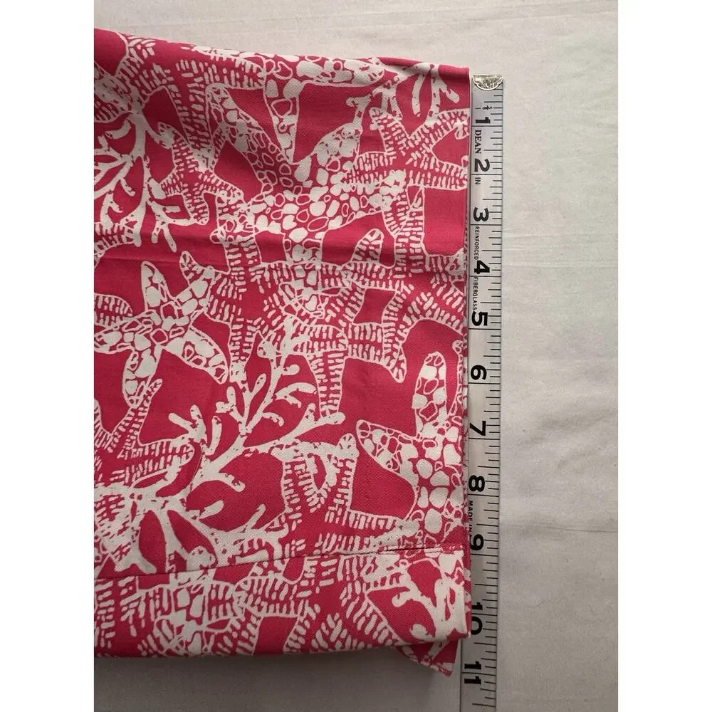 Alfred Dunner 18 Capri Pants Pink Starfish Print Pull On Stretch Flaw On Front